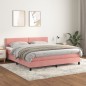 vidaXL Boxspringbett mit Matratze Rosa 160x200 cm Samt vidaXL Boxspringbett mit Matratze Rosa 160x200 cm Samt