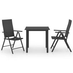 vidaXL 3-tlg. Garten-Essgruppe Schwarz 