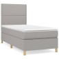 vidaXL Boxspringbett mit Matratze Hellgrau 90x190 cm Stoff vidaXL Boxspringbett mit Matratze Hellgrau 90x190 cm Stoff