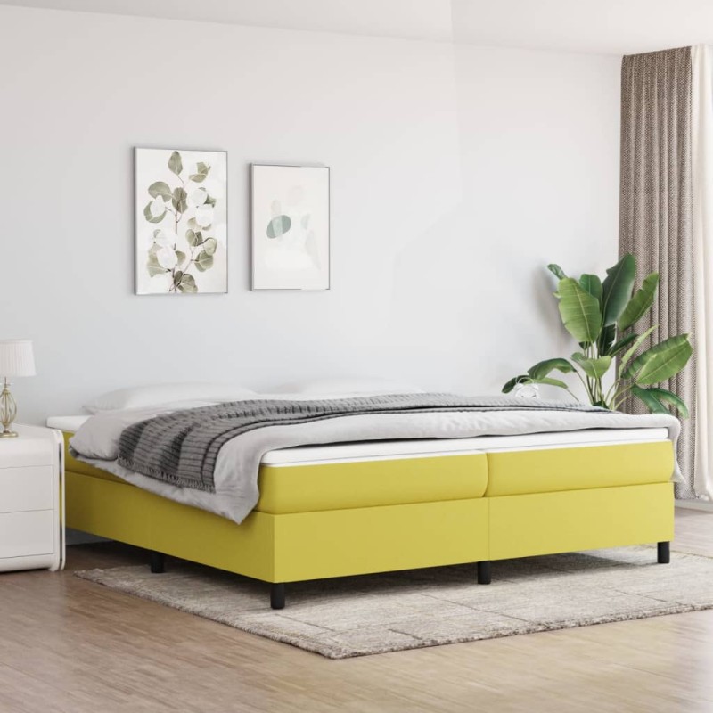 vidaXL Boxspringbett mit Matratze Grün 200x200 cm Stoff vidaXL Boxspringbett mit Matratze Grün 200x200 cm Stoff