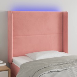 vidaXL LED Kopfteil Rosa 103x16x118/128 cm Samt