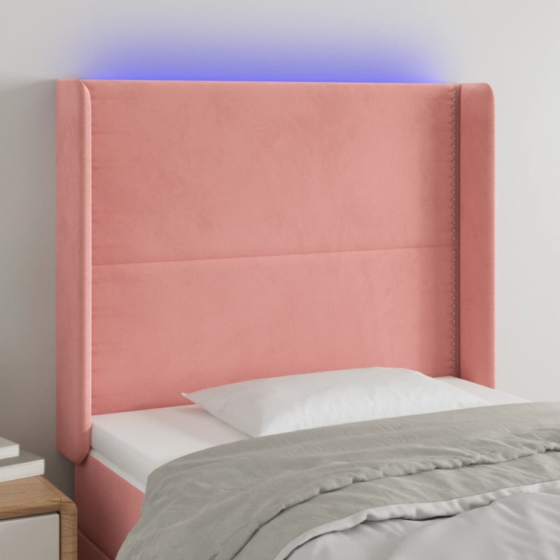 vidaXL LED Kopfteil Rosa 103x16x118/128 cm Samt vidaXL LED Kopfteil Rosa 103x16x118/128 cm Samt