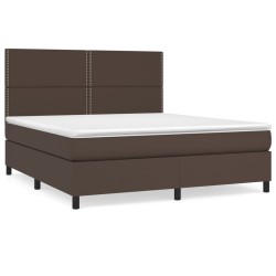 vidaXL Boxspringbett mit Matratze Braun 180x200 cm Kunstleder