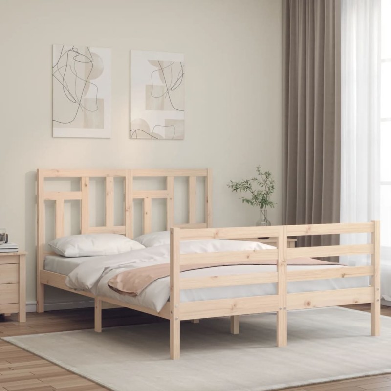 vidaXL Massivholzbett mit Kopfteil vidaXL Massivholzbett mit Kopfteil