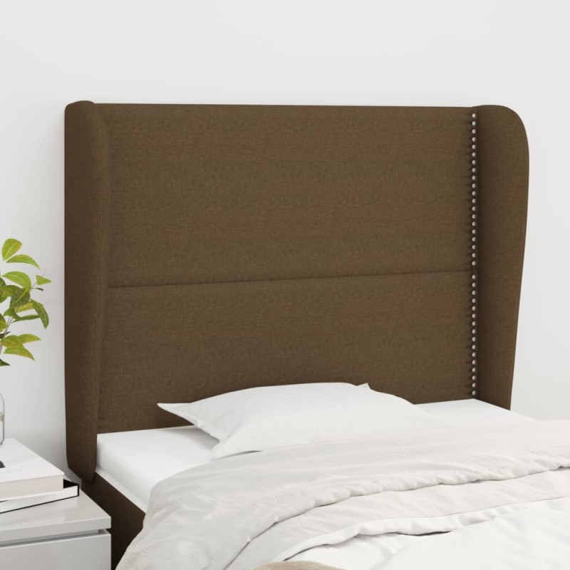 vidaXL Kopfteil mit Ohren Dunkelbraun 93x23x118/128 cm Stoff vidaXL Kopfteil mit Ohren Dunkelbraun 93x23x118/128 cm Stoff