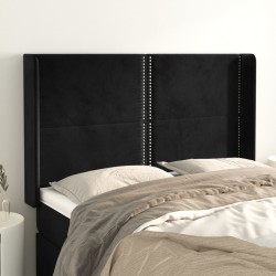 vidaXL Kopfteil mit Ohren Schwarz 147x16x118/128 cm Samt