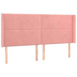 vidaXL Kopfteil mit Ohren Rosa 163x16x118/128 cm Samt