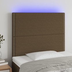 vidaXL LED Kopfteil Dunkelbraun 90x5x118/128 cm Stoff