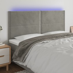 vidaXL LED Kopfteil Hellgrau 160x5x118/128 cm Samt