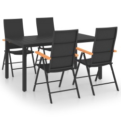 vidaXL 5-tlg. Garten-Essgruppe Schwarz und Braun