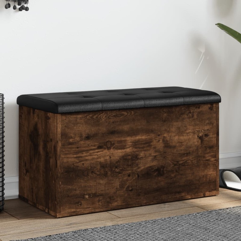 vidaXL Sitzbank mit Stauraum Räuchereiche 82x42x45 cm Holzwerkstoff vidaXL Sitzbank mit Stauraum Räuchereiche 82x42x45 cm Holzwerkstoff