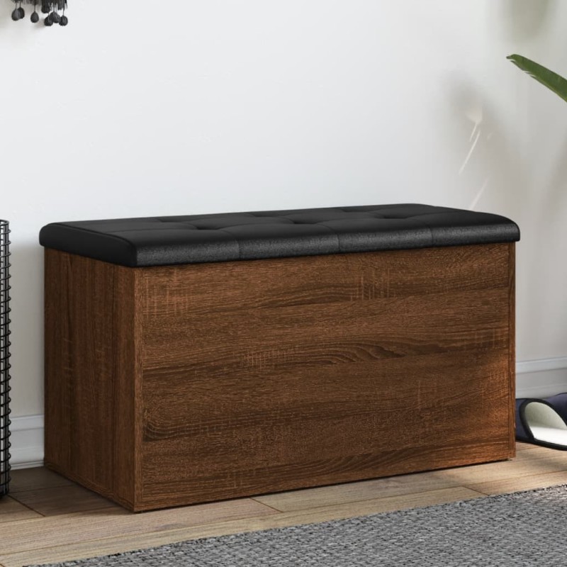 vidaXL Sitzbank mit Stauraum Braun Eiche 82x42x45 cm Holzwerkstoff vidaXL Sitzbank mit Stauraum Braun Eiche 82x42x45 cm Holzwerkstoff