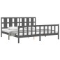 Massivholzbett mit Kopfteil Grau 200x200 cm Massivholzbett mit Kopfteil Grau 200x200 cm