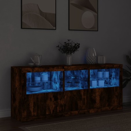 vidaXL Sideboard mit LED-Leuchten Räuchereiche 162x37x67 cm