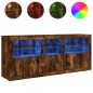 vidaXL Sideboard mit LED-Leuchten Räuchereiche 162x37x67 cm vidaXL Sideboard mit LED-Leuchten Räuchereiche 162x37x67 cm