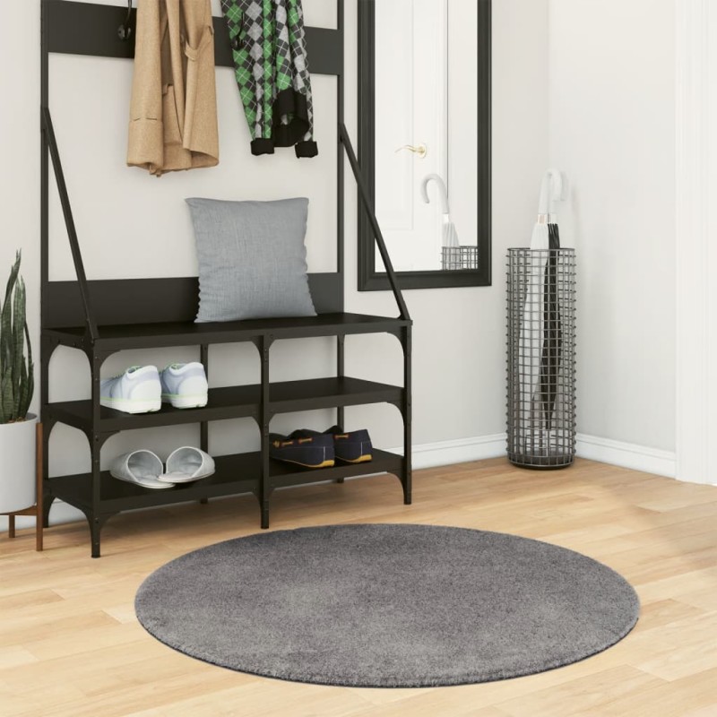 vidaXL Teppich Kurzflor Weich und Waschbar Anthrazit Ø 100 cm vidaXL Teppich Kurzflor Weich und Waschbar Anthrazit Ø 100 cm