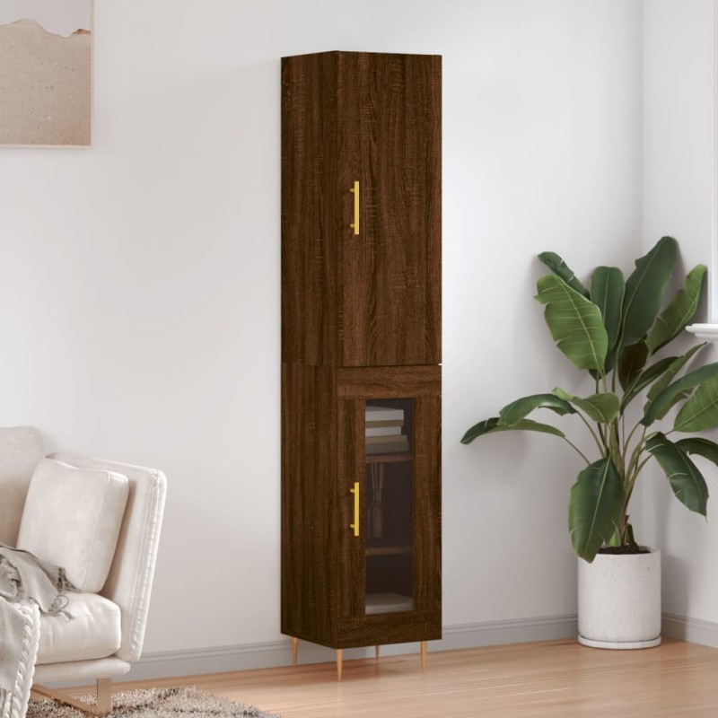 Highboard Braun Eichen-Optik 34,5x34x180 cm Holzwerkstoff Highboard Braun Eichen-Optik 34,5x34x180 cm Holzwerkstoff