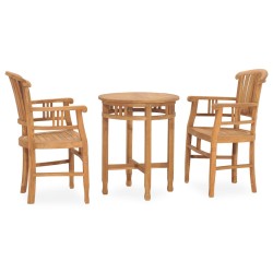3-tlg. Garten-Essgruppe Teak Massivholz