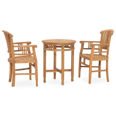 3-tlg. Garten-Essgruppe Teak Massivholz