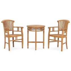 3-tlg. Garten-Essgruppe Teak Massivholz