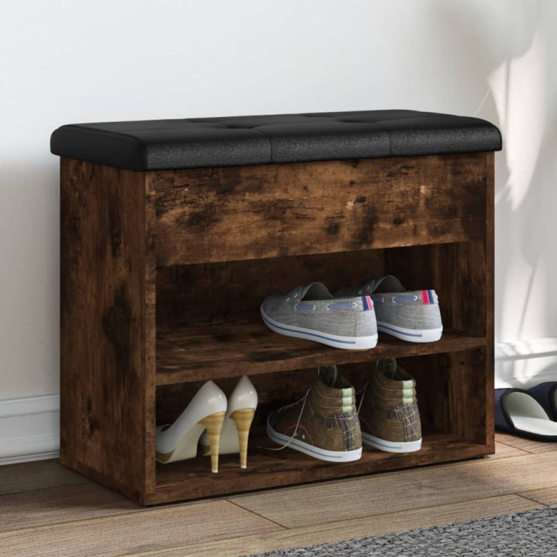 vidaXL Schuhbank Räuchereiche 62x32x50 cm Holzwerkstoff vidaXL Schuhbank Räuchereiche 62x32x50 cm Holzwerkstoff