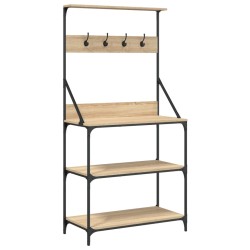 vidaXL Bäckerregal mit Haken 4 Böden Sonoma-Eiche Holzwerkstoff