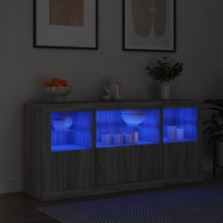vidaXL Sideboard mit LED-Leuchten Grau Sonoma 142,5x37x67 cm