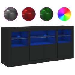vidaXL Sideboard mit LED-Leuchten Schwarz 142,5x37x67 cm