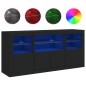 vidaXL Sideboard mit LED-Leuchten Schwarz 142,5x37x67 cm vidaXL Sideboard mit LED-Leuchten Schwarz 142,5x37x67 cm