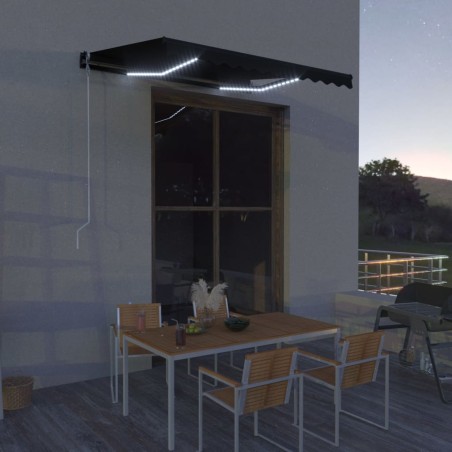 vidaXL Einziehbare Markise mit Windsensor & LED 300x250cm Anthrazit   