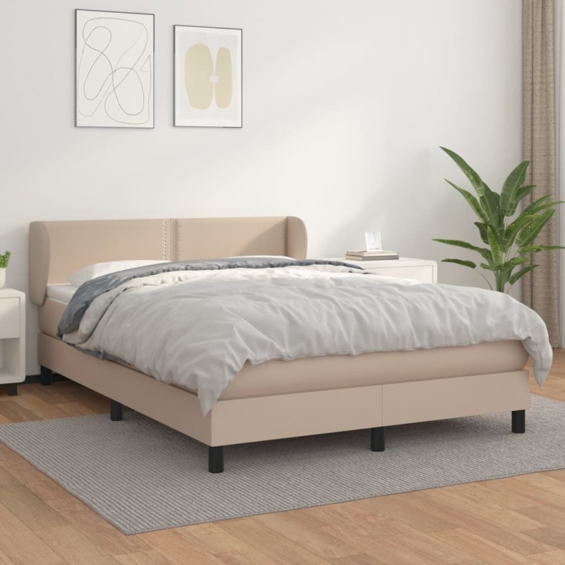 vidaXL Boxspringbett Matratze Cappuccino-Braun 140x200cm Kunstleder vidaXL Boxspringbett Matratze Cappuccino-Braun 140x200cm Kunstleder