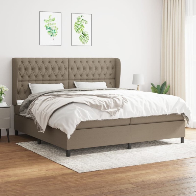 vidaXL Boxspringbett mit Matratze Taupe 200x200 cm Stoff vidaXL Boxspringbett mit Matratze Taupe 200x200 cm Stoff