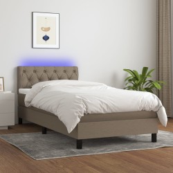 vidaXL Boxspringbett mit Matratze & LED Taupe 80x200 cm Stoff