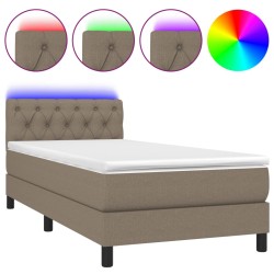 vidaXL Boxspringbett mit Matratze & LED Taupe 80x200 cm Stoff