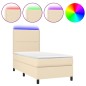 vidaXL Boxspringbett mit Matratze & LED Creme 90x190 cm Stoff vidaXL Boxspringbett mit Matratze & LED Creme 90x190 cm Stoff