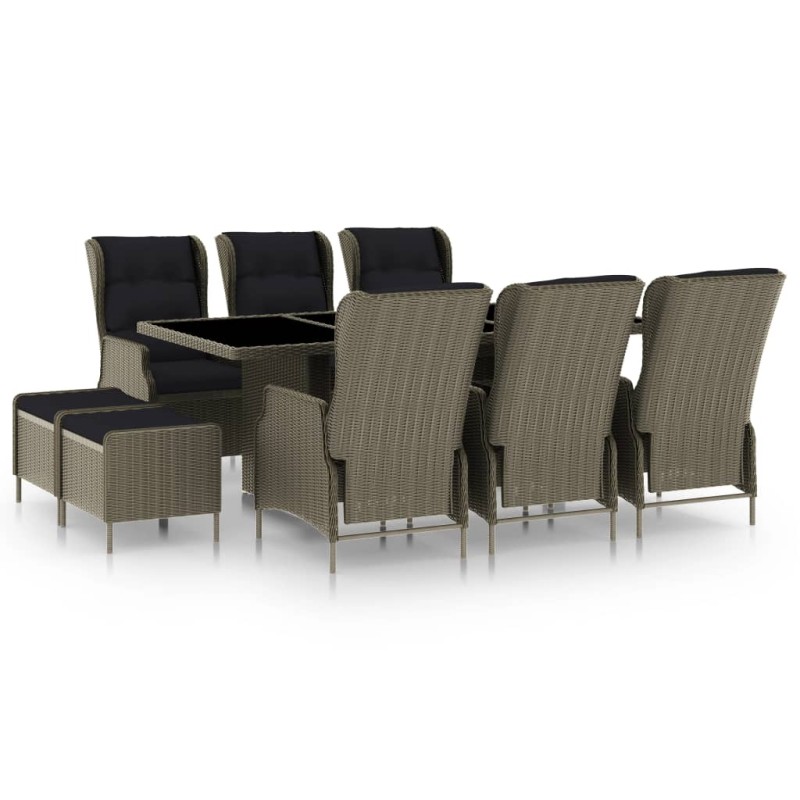 9-tlg. Garten-Essgruppe mit Auflagen Poly Rattan Braun 9-tlg. Garten-Essgruppe mit Auflagen Poly Rattan Braun