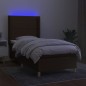 vidaXL Boxspringbett mit Matratze & LED Dunkelbraun 90x190 cm Stoff vidaXL Boxspringbett mit Matratze & LED Dunkelbraun 90x190 cm Stoff