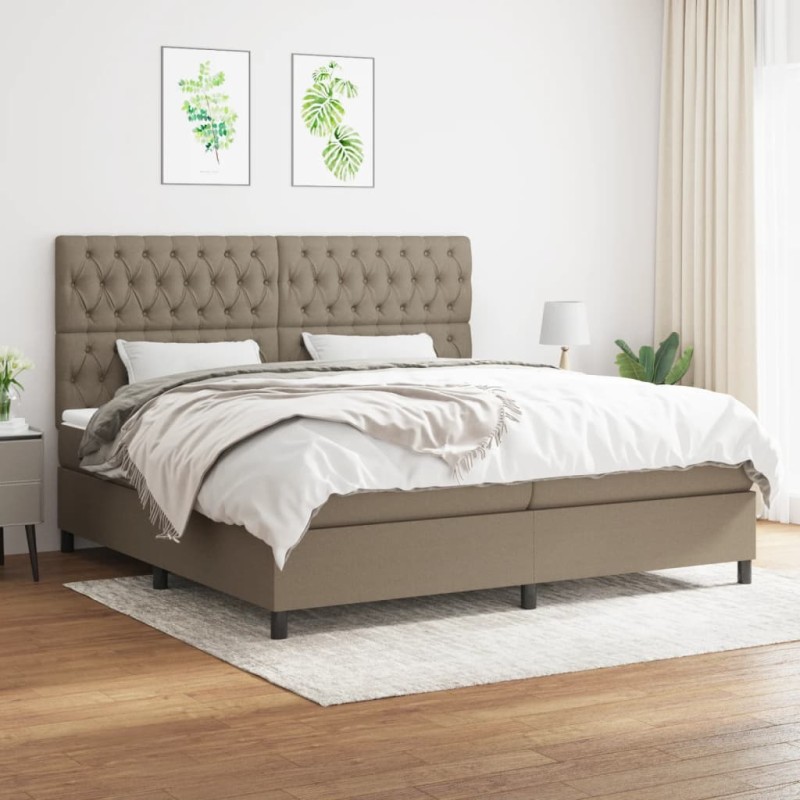 vidaXL Boxspringbett mit Matratze Taupe 200x200 cm Stoff vidaXL Boxspringbett mit Matratze Taupe 200x200 cm Stoff