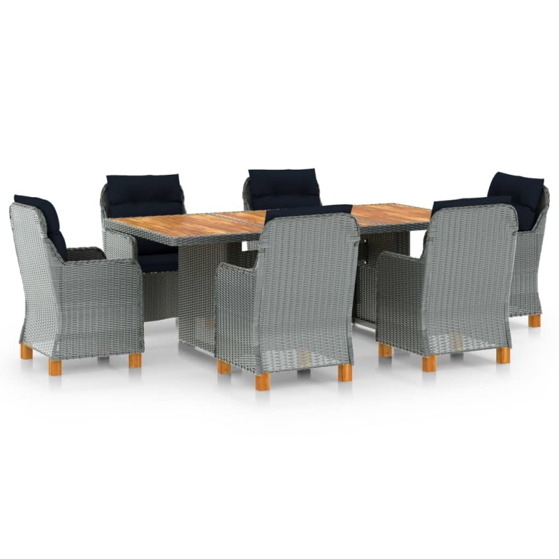 vidaXL 7-tlg. Garten-Essgruppe mit Auflagen Poly Rattan Hellgrau vidaXL 7-tlg. Garten-Essgruppe mit Auflagen Poly Rattan Hellgrau