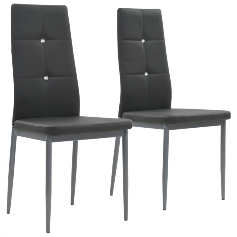 vidaXL Esszimmerstühle 2 Stk. Grau Kunstleder vidaXL Esszimmerstühle 2 Stk. Grau Kunstleder