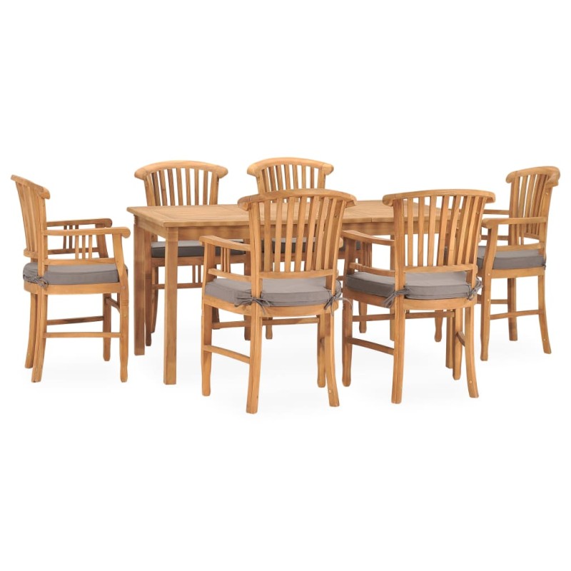 vidaXL 7-tlg. Garten-Essgruppe mit Kissen Massivholz Teak vidaXL 7-tlg. Garten-Essgruppe mit Kissen Massivholz Teak