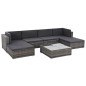 vidaXL 7-tlg. Garten-Lounge-Set mit Auflagen Poly Rattan Grau vidaXL 7-tlg. Garten-Lounge-Set mit Auflagen Poly Rattan Grau