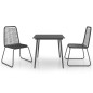 3-tlg. Garten-Essgruppe PVC Rattan Schwarz 3-tlg. Garten-Essgruppe PVC Rattan Schwarz