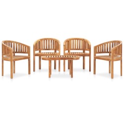 5-tlg. Garten-Lounge-Set Massivholz Teak