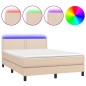 vidaXL Boxspringbett mit Matratze & LED Cappuccino-Braun 140x200cm vidaXL Boxspringbett mit Matratze & LED Cappuccino-Braun 140x200cm