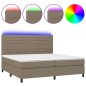 vidaXL Boxspringbett mit Matratze & LED Taupe 200x200 cm Stoff vidaXL Boxspringbett mit Matratze & LED Taupe 200x200 cm Stoff