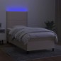 vidaXL Boxspringbett mit Matratze & LED Creme 100x200 cm Stoff vidaXL Boxspringbett mit Matratze & LED Creme 100x200 cm Stoff