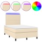vidaXL Boxspringbett mit Matratze & LED Creme 120x200 cm Stoff vidaXL Boxspringbett mit Matratze & LED Creme 120x200 cm Stoff