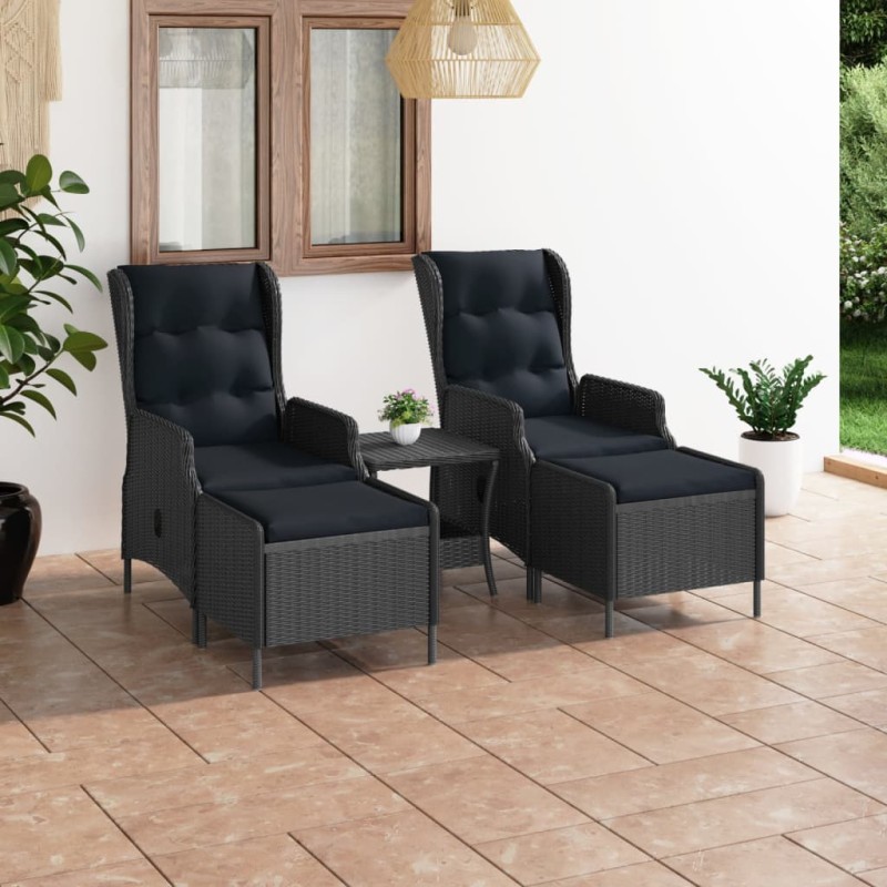 3-tlg. Garten-Lounge-Set mit Auflagen Poly Rattan Dunkelgrau 3-tlg. Garten-Lounge-Set mit Auflagen Poly Rattan Dunkelgrau