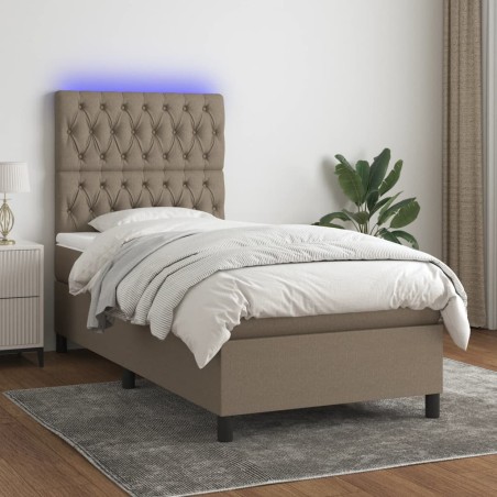 vidaXL Boxspringbett mit Matratze & LED Taupe 80x200 cm Stoff